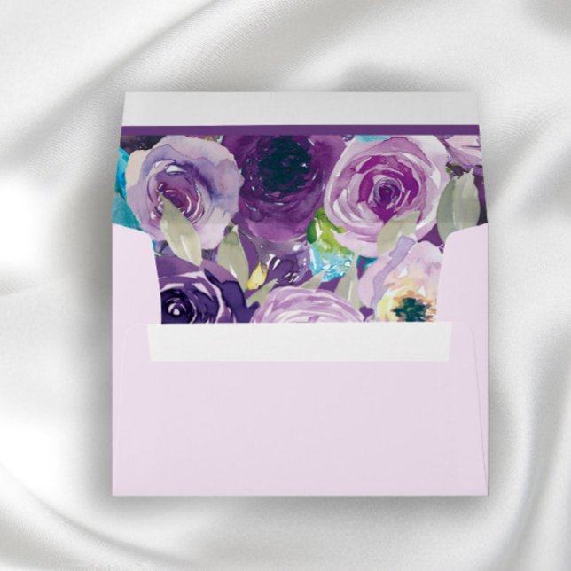 Purple Blue Watercolor Floral  Envelope (Creator Uploaded)