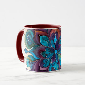 Purple & Blue Watercolor Floral Mandala Mug