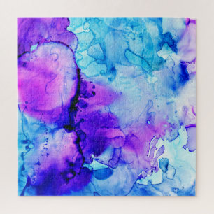 Purple & Blue Watercolor Gradient Pattern Jigsaw Puzzle
