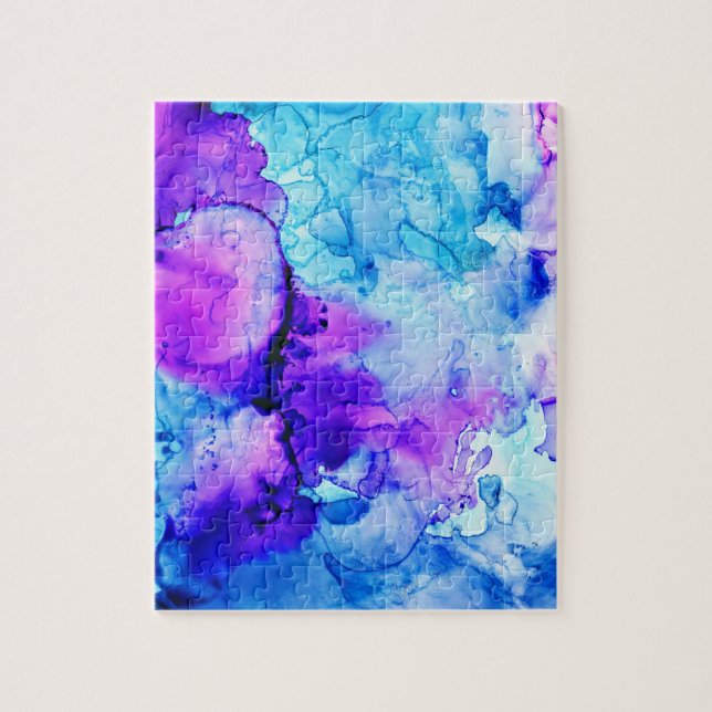 Purple & Blue Watercolor Gradient Pattern Jigsaw Puzzle (Vertical)