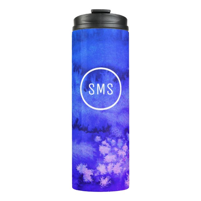 Purple Blue watercolor insulated Thermal Tumbler (Front)