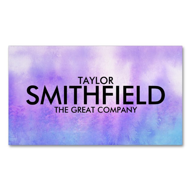 Purple Blue Watercolor Magnetic Business Card (Front)