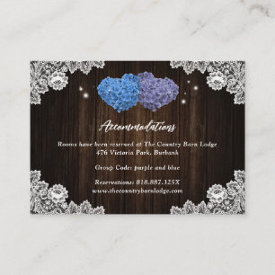 Purple Blue Wedding Hotel Accommodation Card