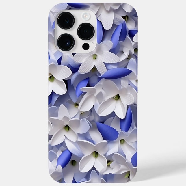 PURPLE BLUE WHITE 3-D PAPER LOOK BLUEBELLS Case-Mate iPhone CASE (Back)