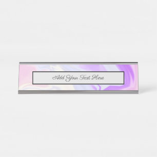 Purple Blue White Abstract Watercolor Pattern Desk Name Plate