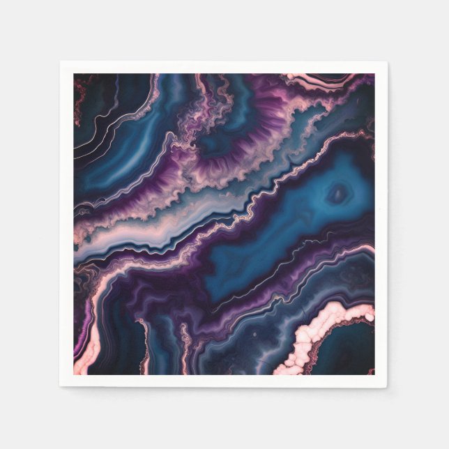 Purple Blue White Agate Marble design  Napkin (Front)