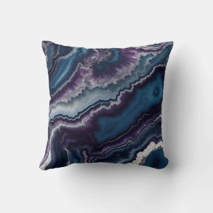 Purple Blue White Agate Marble design  Throw Pillow