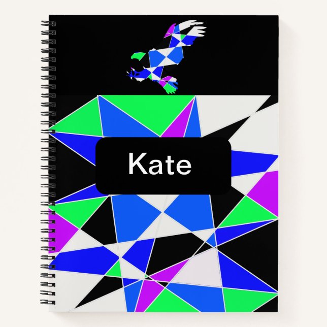 Purple blue White triangle abstract  Notebook (Front)