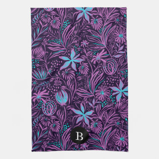 Purple & Blue Wild Flowers | Monogram Kitchen Towel
