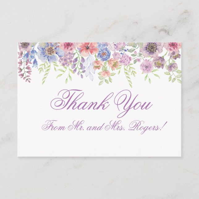 Purple & Blue Wildflower Thank You Card (Front)