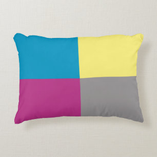 Purple Blue Yellow Grey Pattern Accent Pillow