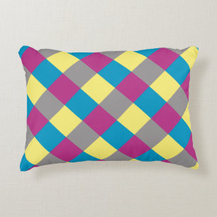 Purple Blue Yellow Grey Pattern Accent Pillow