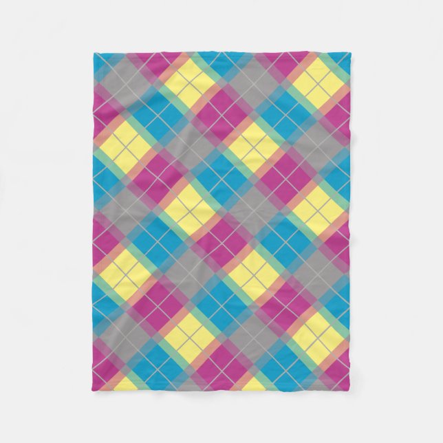 Purple Blue Yellow Pattern Fleece Blanket (Front)