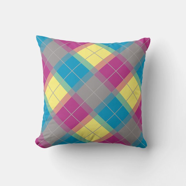 Purple Blue Yellow Pattern Throw Pillow (Front)