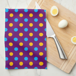 Purple Blue Yellow Polka Dots Design Kitchen Towel