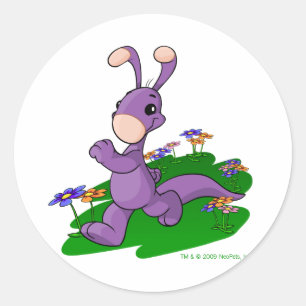 Purple Blumaroo marching through Roo Island Classic Round Sticker