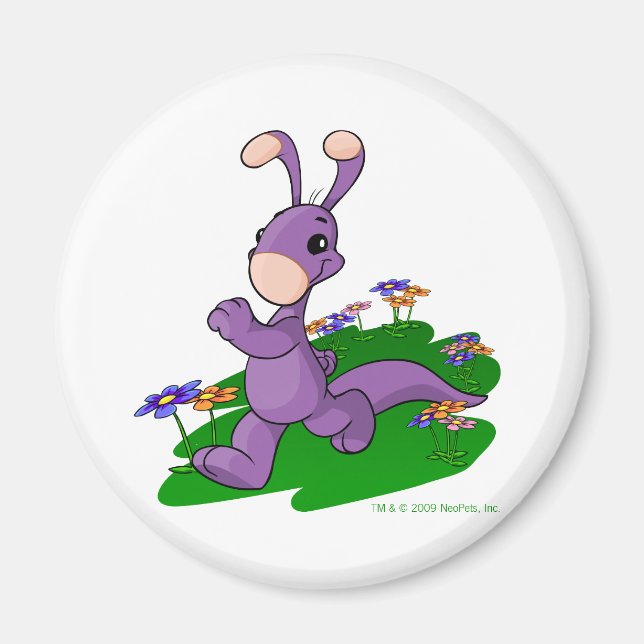 Purple Blumaroo marching through Roo Island Magnet (Front)