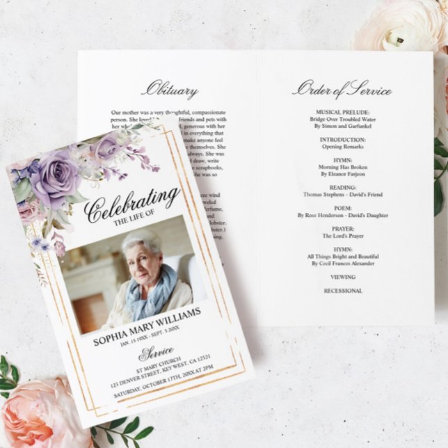 Purple & Blush Funeral Program | Order of Service (Creator Uploaded)
