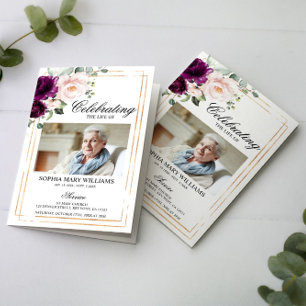 Purple & Blush Funeral Program Order of Service