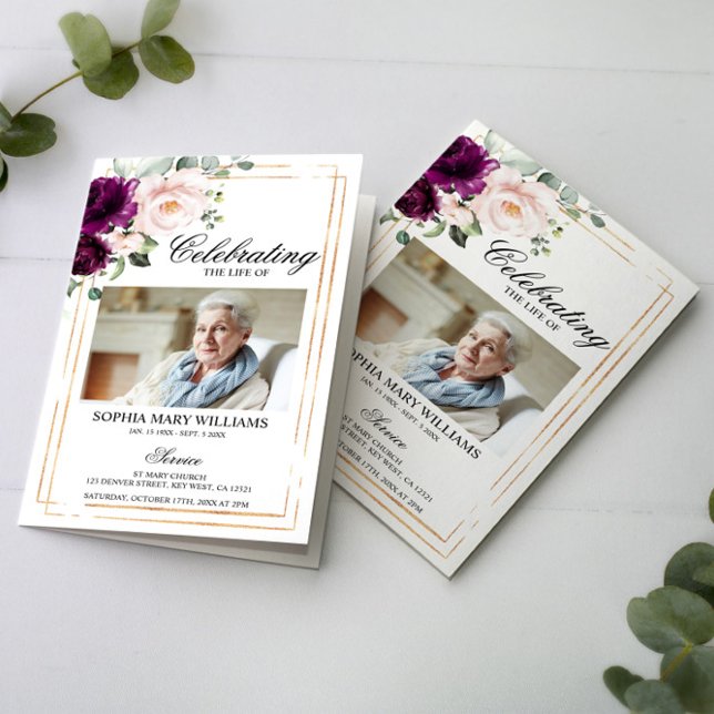 Purple & Blush Funeral Program | Order of Service (Creator Uploaded)