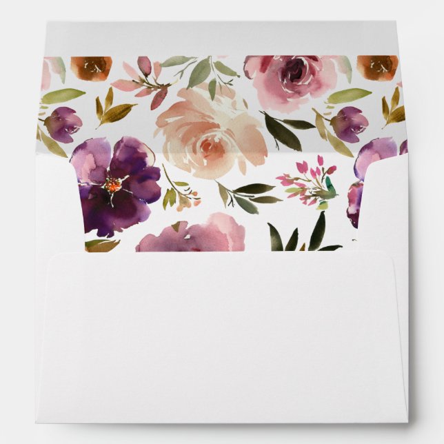 Purple & Blush Pink Floral Envelope (Back (Bottom))