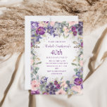 Purple Blush Pink Floral Foliage 40th Birthday Invitation<br><div class="desc">Elegant and artistic blush pink and purple watercolor floral and foliage 40th birthday party invitation for women. Text is fully customizable,  so design these invitations for anyone of any age. Contact me for assistance with your customizations or to request additional Zazzle products for your party.</div>