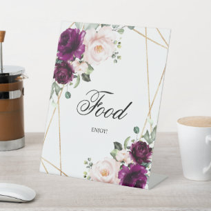 Purple & Blush Pink Rose Shower Food Sign