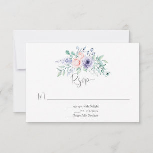 Purple & Blush Pink Watercolor Roses RSVP Card