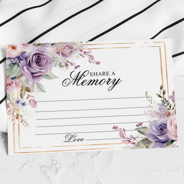 Purple & Blush Rose Funeral Share a Memory Card (Creator Uploaded)