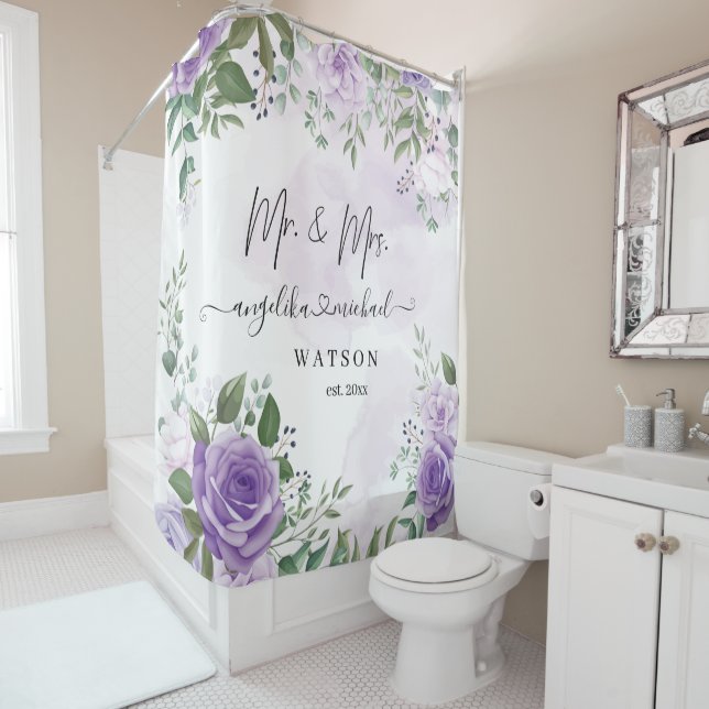 Purple Blush Roses Mr. and Mrs. Modern Script (In Situ)
