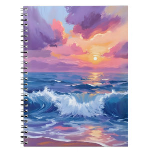 Purple Blush Sunset   Ocean Glimmer Watercolor Notebook