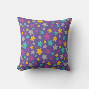Purple Board Game Meeple Pattern Throw Pillow