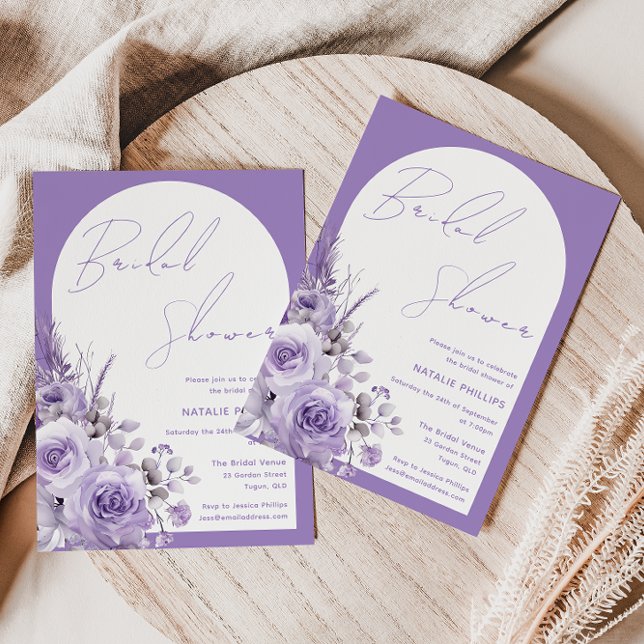 Purple Boho Arch Lavender Floral Bridal Shower Invitation (Creator Uploaded)