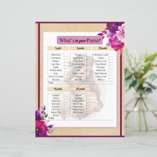 Purple Boho Baby Shower What in your Purse Game