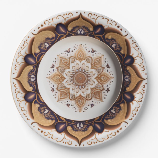 Purple Boho Chic Porcelain China Design Paper Plate (Front)