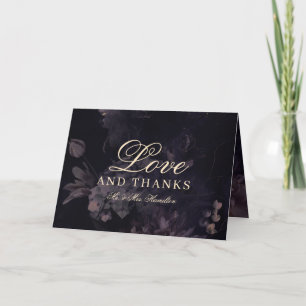Purple Boho Floral Gothic Elegant Thank You Card