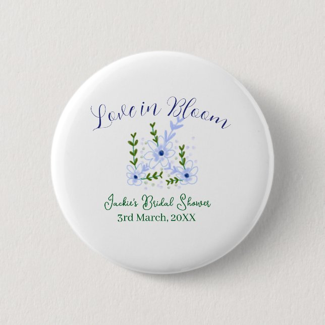 Purple boho love in Bloom bridal shower name retro 2 Inch Round Button (Front)