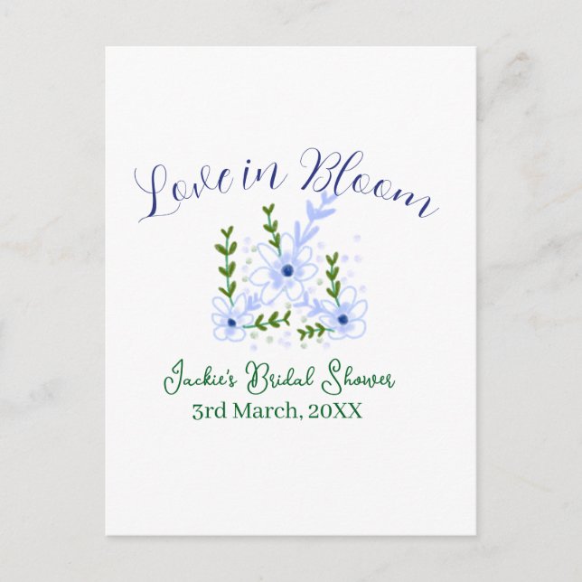 Purple boho love in Bloom bridal shower name retro Postcard (Front)