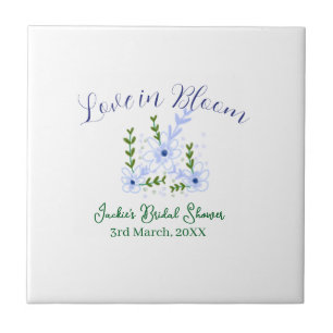 Purple boho love in Bloom bridal shower name retro Tile