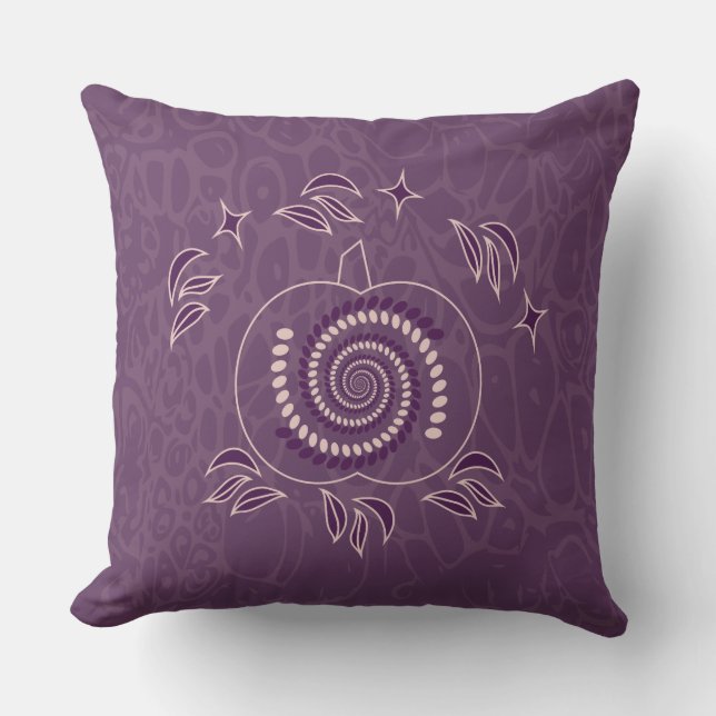 Purple Boho Pumpkin Fall Throw Pillow (Front)