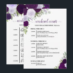 Purple Boho Roses Wedding Events & Timeline Program<br><div class="desc">These beautiful cards are designed to let your guests know the schedule for your wedding celebration. The rustic boho chic design includes hand painted watercolor roses, eucalyptus leaves, and garden greenery in shades of purple, plum, and lavender. The front has a list of events for the entire weekend, and the...</div>