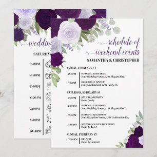 Purple Boho Roses Wedding Events & Timeline Program