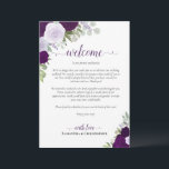 Purple Boho Roses Wedding Welcome & Itinerary Program<br><div class="desc">These beautiful cards are designed to welcome your guests and special members of your wedding party. The rustic boho chic design includes hand painted watercolor roses, eucalyptus leaves, and garden greenery in shades of purple, plum, and lavender. The front has space for a welcome message, and on the back is...</div>
