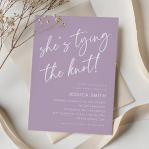 Purple Boho She's Tying the Knot Bridal Shower Invitation