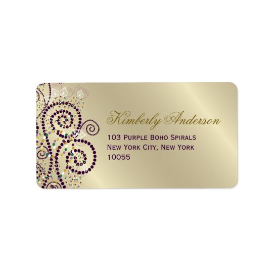 Purple Boho Spirals Birthday Wedding Address Label