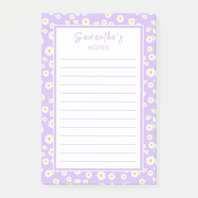 Purple Boho Spring Daisies Post-it Notes (Front)
