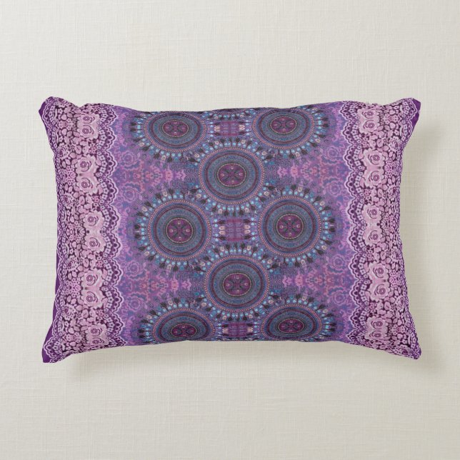 Purple Boho Style Accent Pillow (Front)