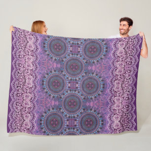 Purple Boho Style Fleece Blanket