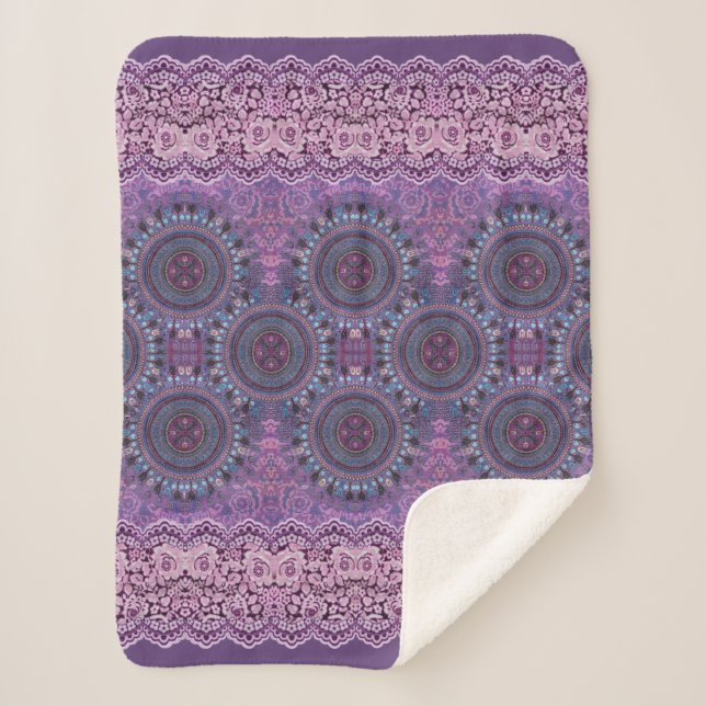 Purple Boho Style Sherpa Blanket (Front)