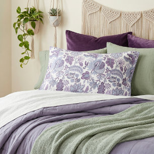 Purple Boho Vintage Floral Print Pillowcase